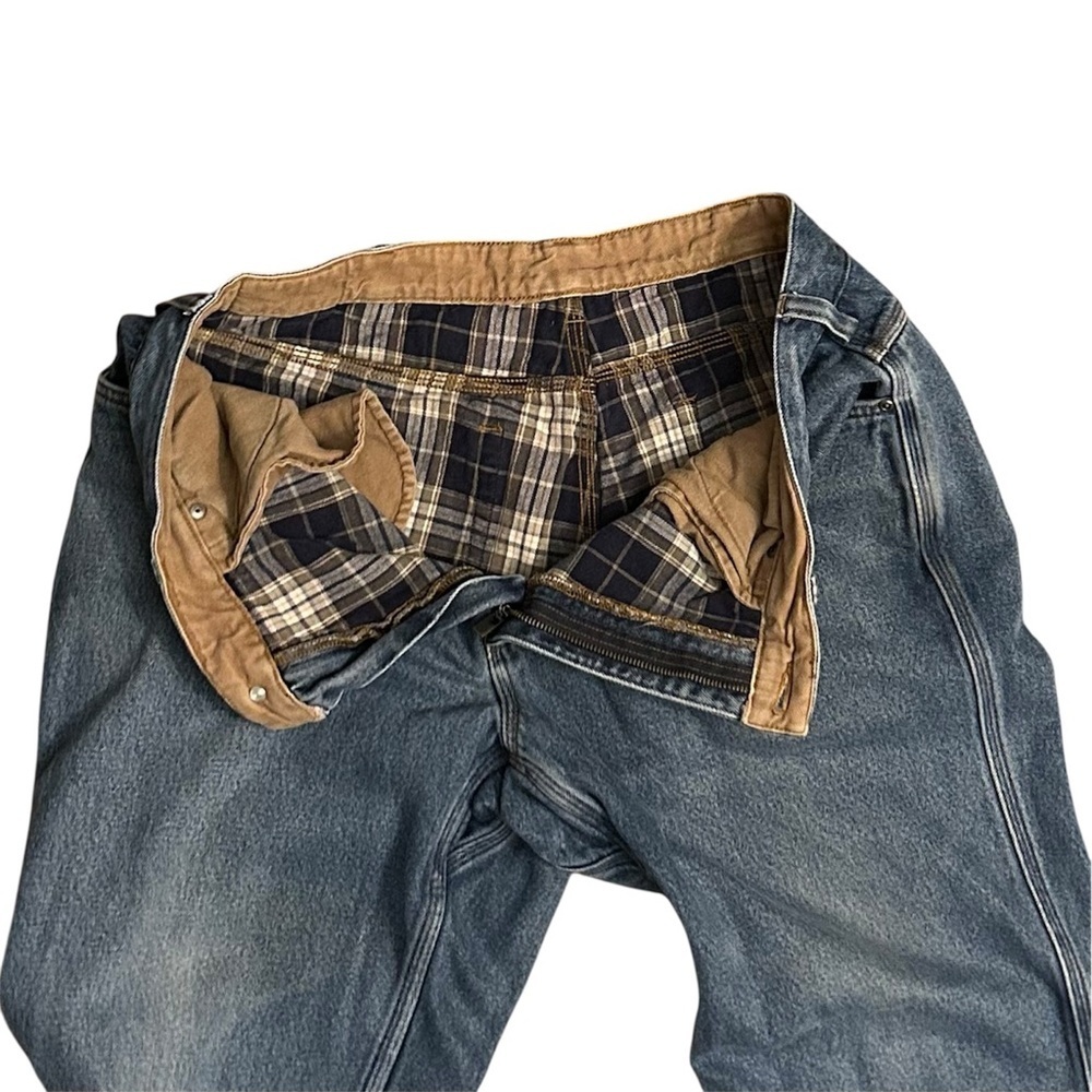 Duluth Trading Co Flannel Lined Relaxed Fit Blue Jeans - Picture 4 of 7